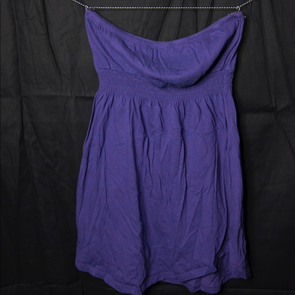 Purple Strapless Mini Skater Dress